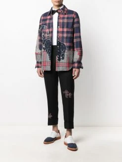 Thom Browne cropped exposed stitching trousers