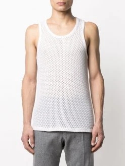 Thom Browne RWB stripe perforated tank top