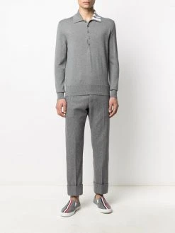 Thom Browne 4-Bar long-sleeved polo shirt
