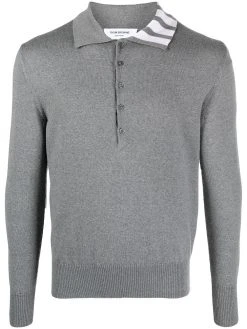Thom Browne 4-Bar long-sleeved polo shirt