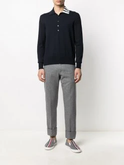 Thom Browne 4-Bar long-sleeved knitted polo shirt