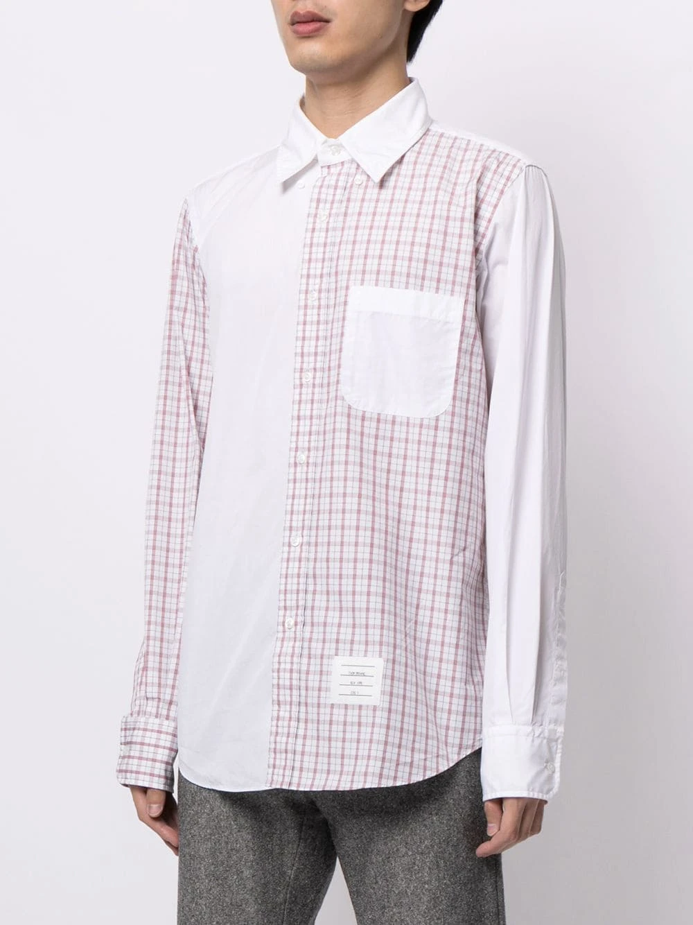 Outlet π€© Thom Browne Multi panel check print shirt shirts of men 𧨠3 Thom Browne multi-panel check-print shirt