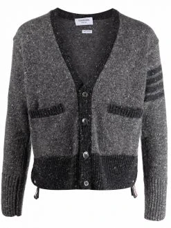 Thom Browne 4-Bar stripe tweed cardigan