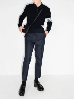 Thom Browne 4-Bar Stripe long-sleeved polo shirt