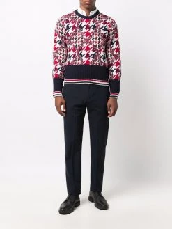 Thom Browne houndstooth-pattern frayed jumper