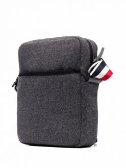 Thom Browne tricolour shoulder strap striped messenger bag