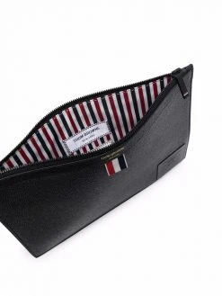 Best Sale ⌛ Thom Browne Grosgrain tab leather clutch bag clutch bags of men ✨ 15 Thom Browne grosgrain-tab leather clutch bag