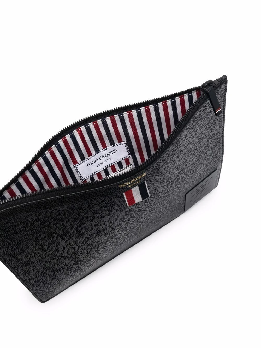 Best Sale ⌛ Thom Browne Grosgrain tab leather clutch bag clutch bags of men ✨ 7 Thom Browne grosgrain-tab leather clutch bag