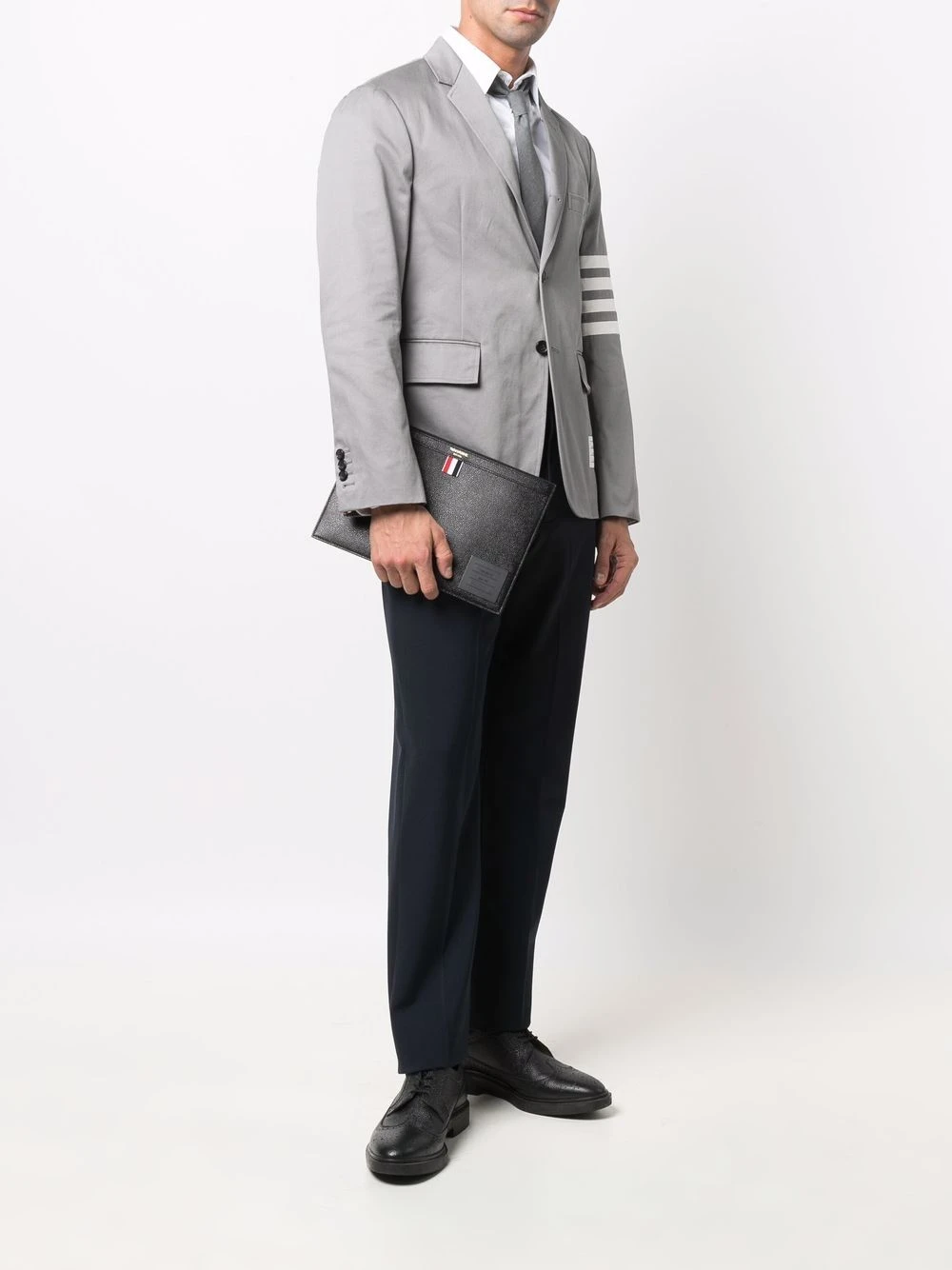Best Sale ⌛ Thom Browne Grosgrain tab leather clutch bag clutch bags of men ✨ 4 Thom Browne grosgrain-tab leather clutch bag