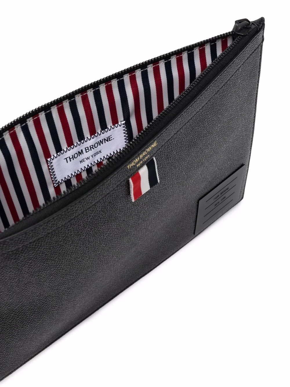 Best Sale ⌛ Thom Browne Grosgrain tab leather clutch bag clutch bags of men ✨ 9 Thom Browne grosgrain-tab leather clutch bag