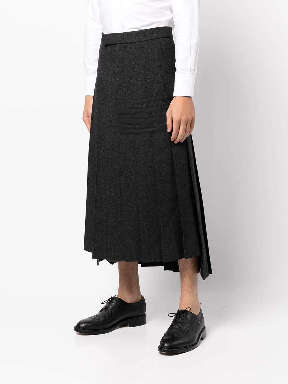 Cheap ✔️ Thom Browne 4 Bar Stripe pleated midi skirt tailored pants of men ✔️ 3 Thom Browne 4-Bar Stripe pleated midi skirt