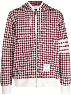 Thom Browne 4-Bar stripe check-print hoodie