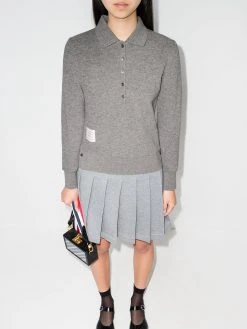 Thom Browne logo-patch knitted pool shirt
