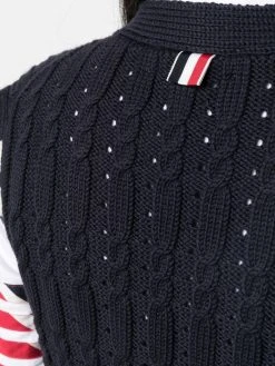 Cheapest βοΈ Thom Browne Cable knit sleeveless cardigan cardigans of women π 9 Thom Browne cable-knit sleeveless cardigan