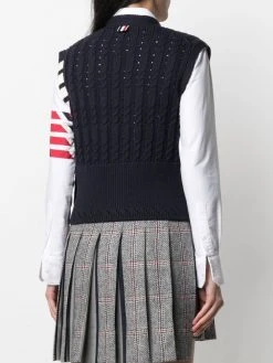 Cheapest βοΈ Thom Browne Cable knit sleeveless cardigan cardigans of women π 8 Thom Browne cable-knit sleeveless cardigan