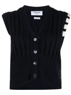 Thom Browne cable-knit sleeveless cardigan