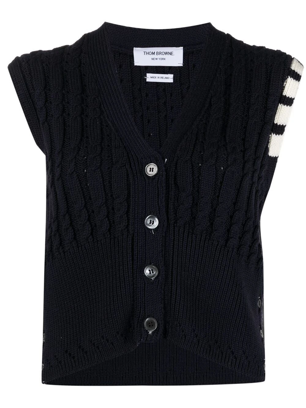 Cheapest βοΈ Thom Browne Cable knit sleeveless cardigan cardigans of women π 1 Thom Browne cable-knit sleeveless cardigan