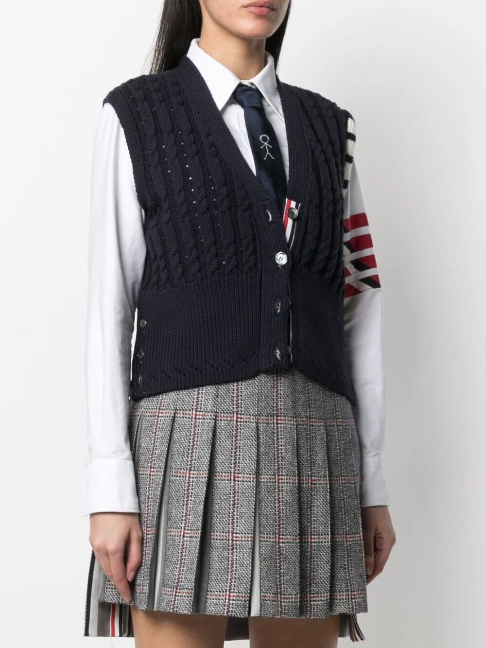 Cheapest βοΈ Thom Browne Cable knit sleeveless cardigan cardigans of women π 3 Thom Browne cable-knit sleeveless cardigan