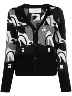 Thom Browne intarsia-pattern cardigan