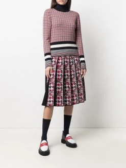 Thom Browne houndstooth-jacquard pleated skirt