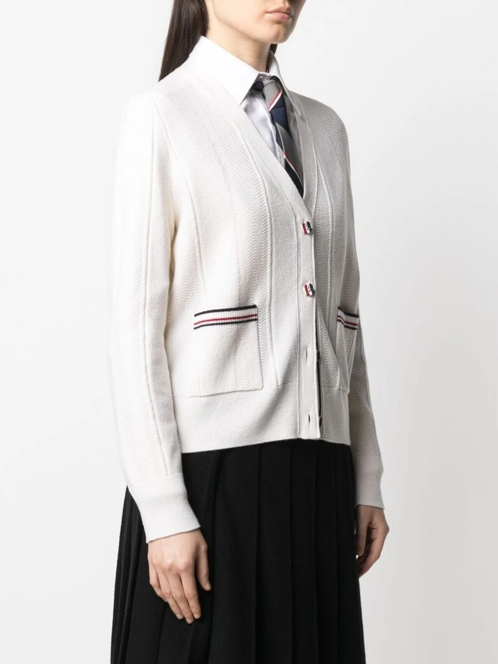 Cheap β¨ Thom Browne Wide stripe mixed stitch cardigan cardigans of women π 3 Thom Browne wide stripe mixed stitch cardigan