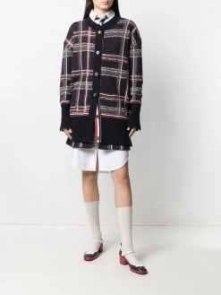 Thom Browne check-pattern cardi-coat