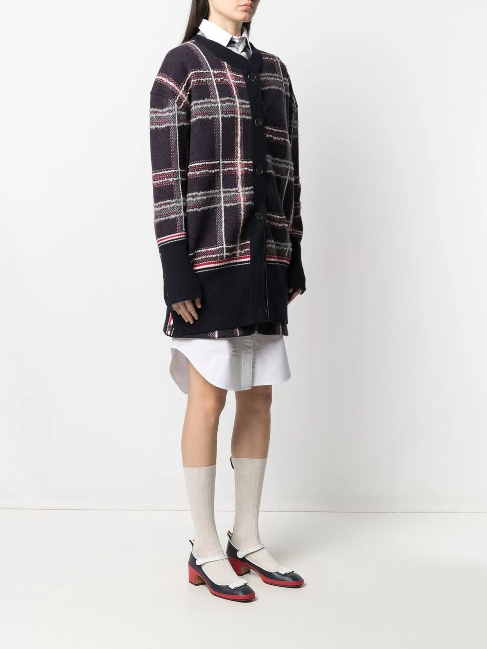 Budget βοΈ Thom Browne Check pattern cardi coat cardi-coats of women π 3 Thom Browne check-pattern cardi-coat