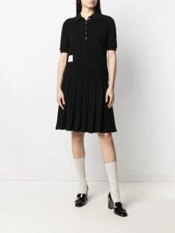 Thom Browne logo-patch knitted polo shirt