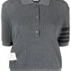 Thom Browne waffle-knit polo top