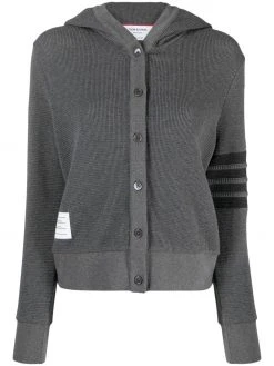 Thom Browne waffle-knit hooded cardigan