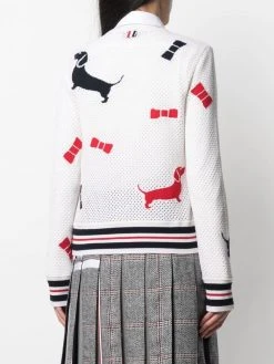 Thom Browne Hector-motif mesh cardigan