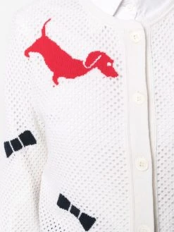 Thom Browne Hector-motif mesh cardigan