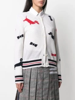 Thom Browne Hector-motif mesh cardigan