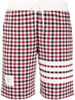 Thom Browne check-pattern logo-patch shorts