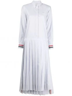 Thom Browne pinstriped pleated shirt dress