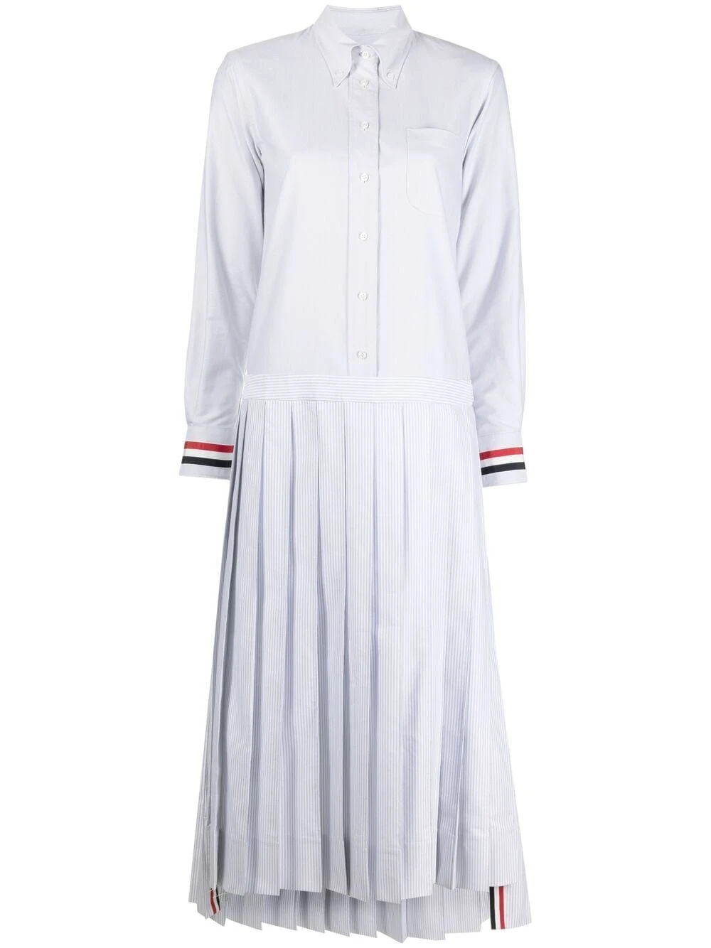 Hot Sale ✨ Thom Browne Pinstriped pleated shirt👏 dress day🤩 dresses of women ✨ 1 Thom Browne pinstriped pleated shirt dress