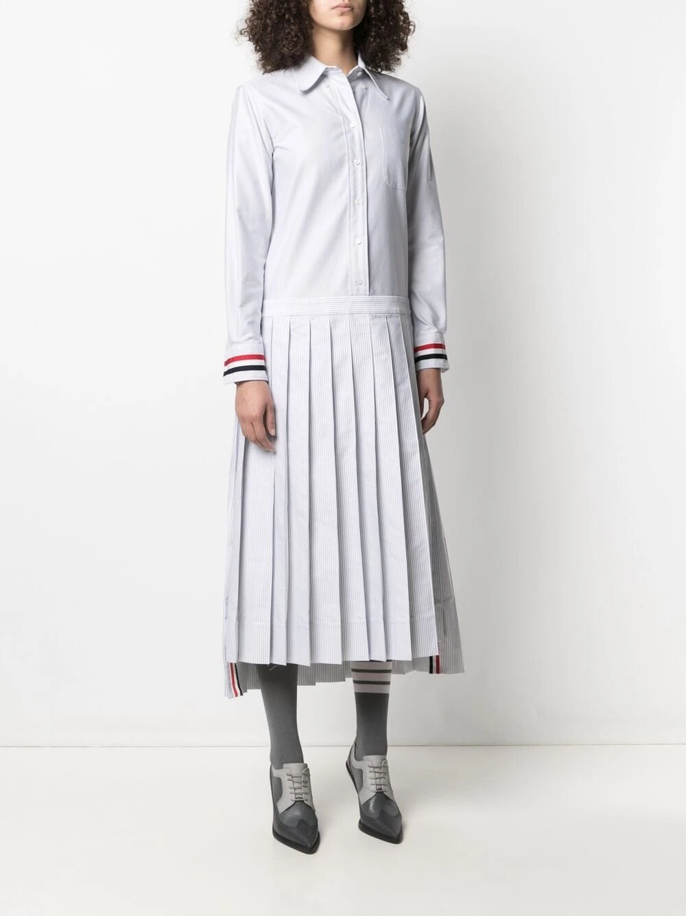 Hot Sale ✨ Thom Browne Pinstriped pleated shirt👏 dress day🤩 dresses of women ✨ 3 Thom Browne pinstriped pleated shirt dress