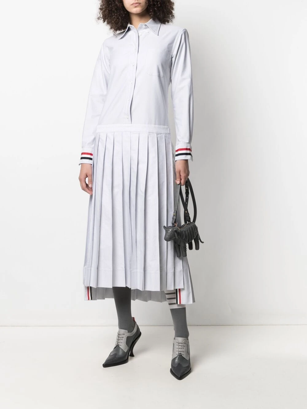 Hot Sale ✨ Thom Browne Pinstriped pleated shirt👏 dress day🤩 dresses of women ✨ 2 Thom Browne pinstriped pleated shirt dress