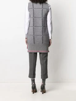 Thom Browne sleeveless checked cardi-coat