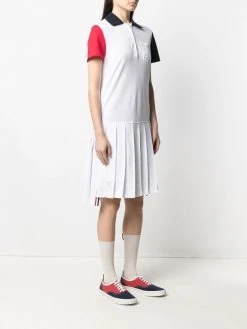 Thom Browne colour-block pleated polo dress