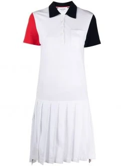 Thom Browne colour-block pleated polo dress