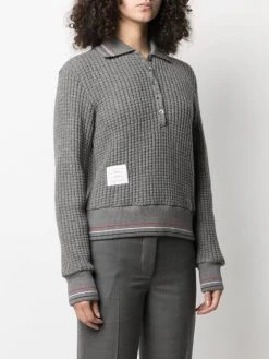 Thom Browne waffle-knit polo jumper