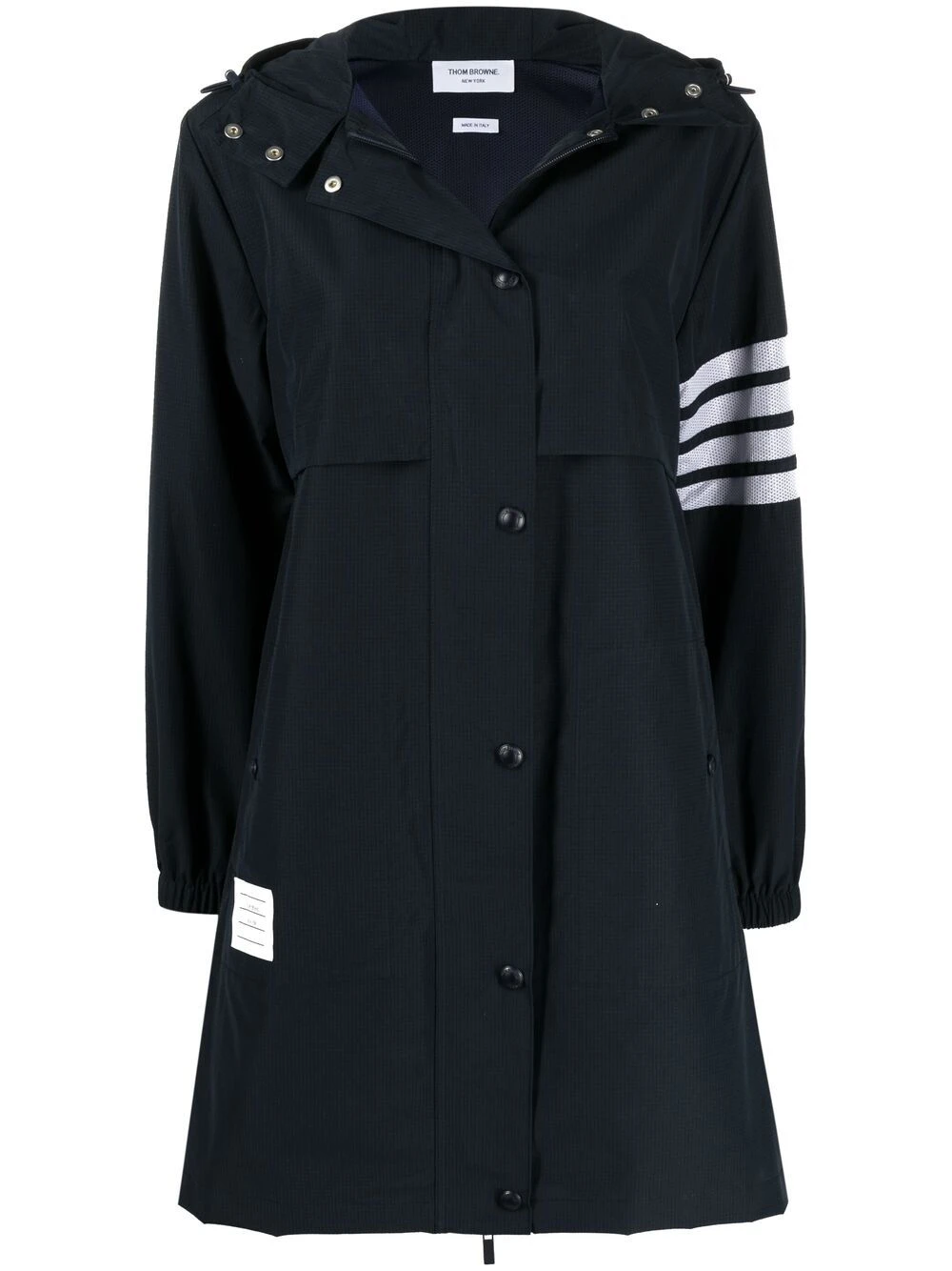 Best deal π Thom Browne 4 Bar Stripe hooded raincoat lightweight jackets of women β 1 Thom Browne 4-Bar Stripe hooded raincoat