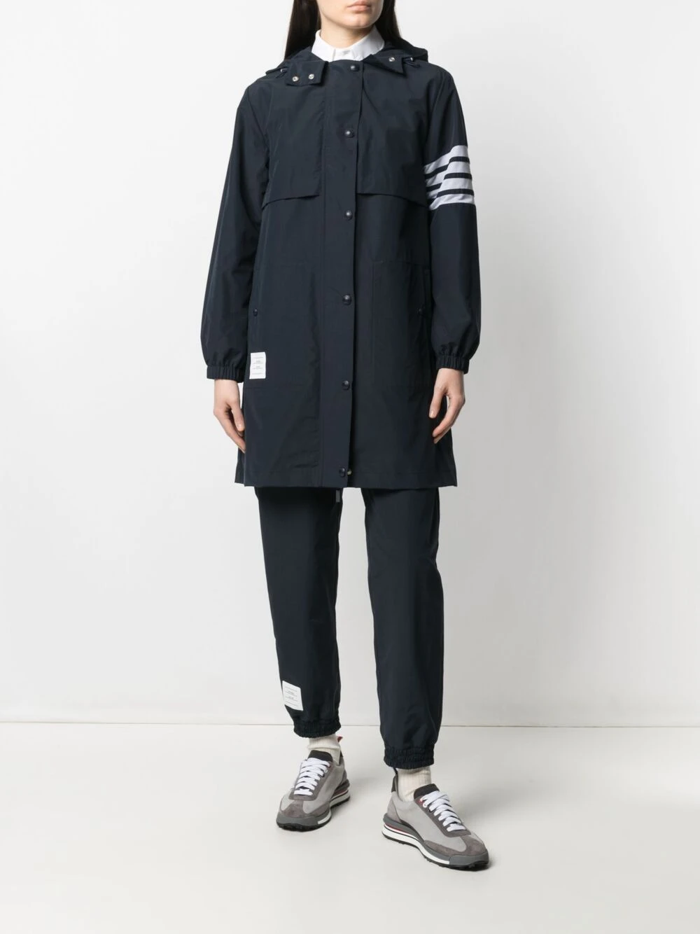 Best deal π Thom Browne 4 Bar Stripe hooded raincoat lightweight jackets of women β 2 Thom Browne 4-Bar Stripe hooded raincoat