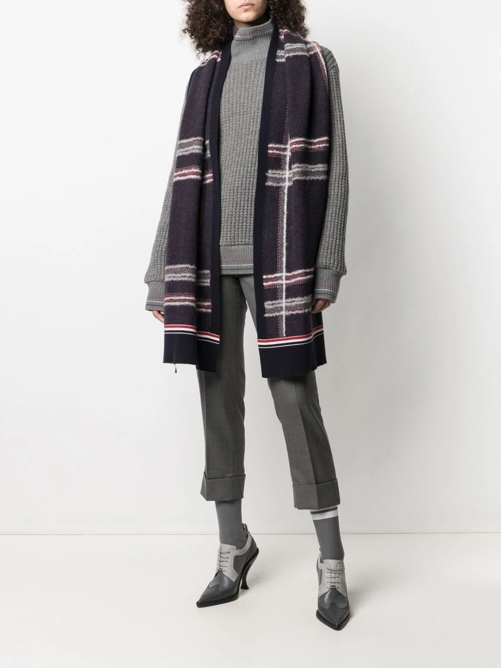 Buy π Thom Browne Check pattern scarf scarves of women βοΈ 2 Thom Browne check-pattern scarf