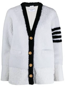 Thom Browne 4-Bar stripe shearling cardigan