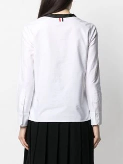 Thom Browne grosgrain trim V-neck blouse