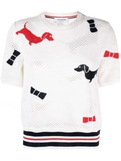 Thom Browne Hector-icon mesh T-shirt