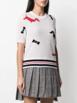 Thom Browne Hector-icon mesh T-shirt