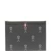 Thom Browne stick figure-print clutch bag